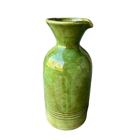 VTG Terrecotte Lotti Drink Pitcher 8.5" Terracotta Green Wine Water Jug Glossy - Picture 3 of 13